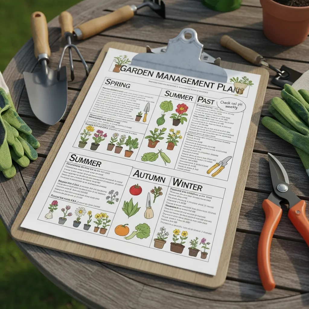 Garden management plan showing seasonal maintenance schedule